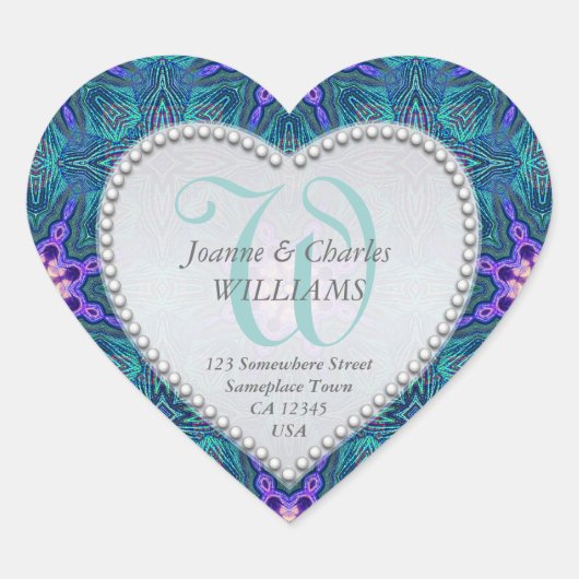Stickers Mariage Monogramme Turquoise Aqua violet (Devant)