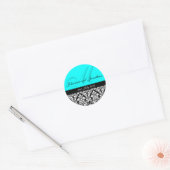 Stickers Mariage Monogramme Turquoise Damask (Enveloppe)