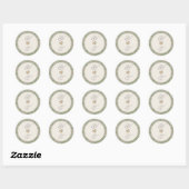 Stickers mariage Monogramme vert Sage Simple rond (Feuille)