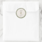 Stickers mariage Monogramme vert Sage Simple rond (Sac)