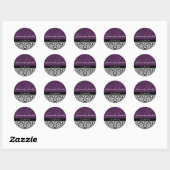Stickers Mariage Monogramme Violet Damas (Feuille)