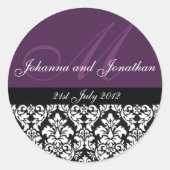 Stickers Mariage Monogramme Violet Damas (Devant)