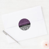 Stickers Mariage Monogramme Violet Damas (Enveloppe)