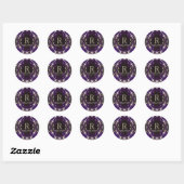 Stickers Mariage Monogramme Violet Enchantés (Feuille)