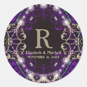 Stickers Mariage Monogramme Violet Enchantés