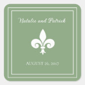 Stickers Mariage Moss Green Fleur de Lis (Devant)
