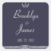 Stickers Mariage Nautique Avec Ancres Bleues (Devant)