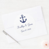 Stickers Mariage Nautique Bleu Marine Avec Ancre (Enveloppe)