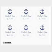 Stickers Mariage Nautique Bleu Marine Avec Ancre (Feuille)