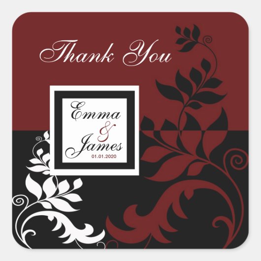 Stickers Mariage Noir Rouge Bourgogne (Devant)