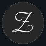 Stickers Mariage noir Z Monogram<br><div class="desc">Ces autocollants sont dotés d'un élégant monogramme Z cursif. Idéal pour les faveurs de mariage,  etc.</div>