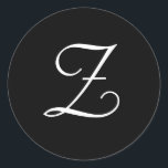 Stickers Mariage noir Z Monogram<br><div class="desc">Ces autocollants sont dotés d'un élégant monogramme Z cursif. Idéal pour les faveurs de mariage,  etc.</div>