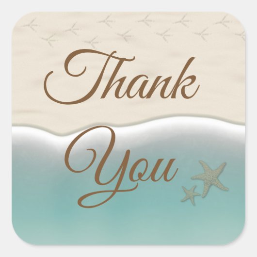 Stickers Mariage Océanique Thématique Merci Beach (Devant)
