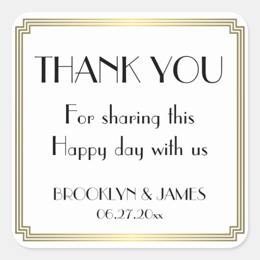 Stickers Mariage Or Art Déco (Devant)