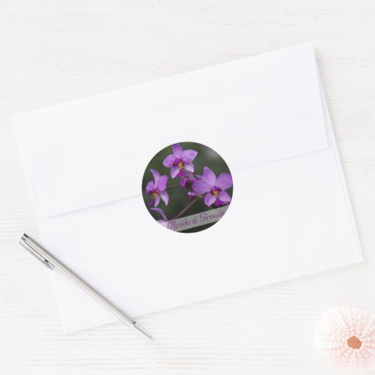 Stickers Mariage Orchidée violet (Enveloppe)