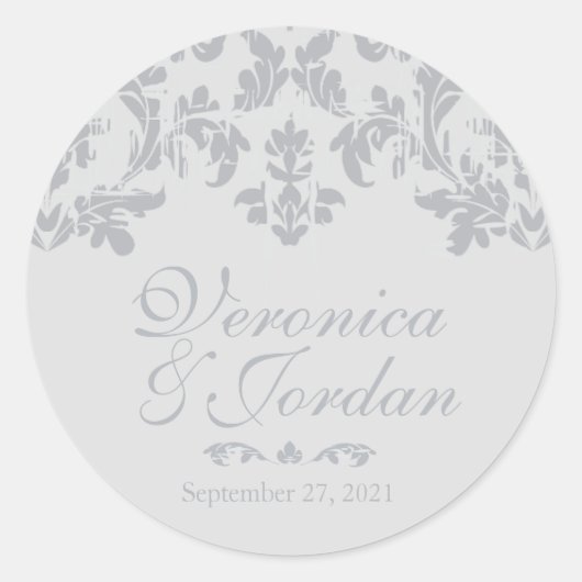 Stickers Mariage Personnalisé Argent Antique (Devant)