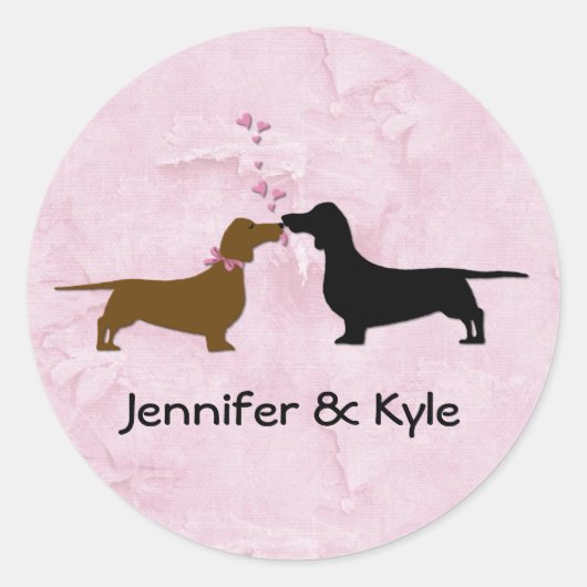 Stickers Mariage Personnalisé Dachshunds (Devant)