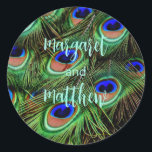 Stickers Mariage Personnalisé Peacock Scellers<br><div class="desc">Les autocollants de mariage personnalisés Peacock sont parfaits pour les faveurs ou les enveloppes d'invitation.</div>