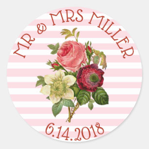Stickers Mariage personnalisé Roses de Bourgogne