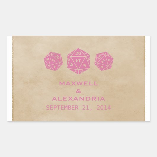 Stickers Mariage Pink Grunge D20 Dice (Devant)