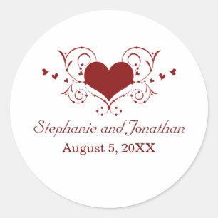 Stickers Mariage Plein Coeur, Rouge