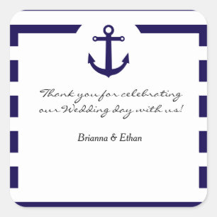 Stickers Mariage rayé Ancre Nautique