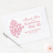 Stickers Mariage Rectangle en damas rose (Enveloppe)