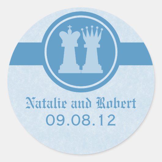 Stickers mariage roi et reine d'échecs, bleu (Devant)
