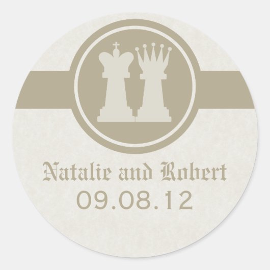 Stickers mariage roi et reine d'échecs, Latte (Devant)