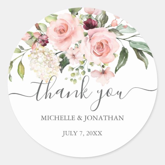 Stickers Mariage romantique Rose Merci Favoriser (Devant)