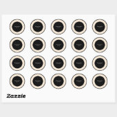 Stickers Mariage rond chic noir & crème élégant (Feuille)