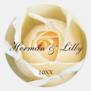 Stickers Mariage rond personnalisées White Rose Bu