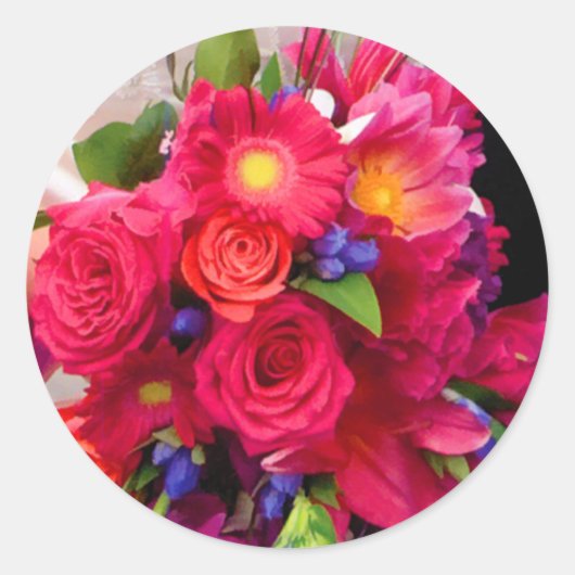 Stickers Mariage rose à enveloppe florale (Devant)