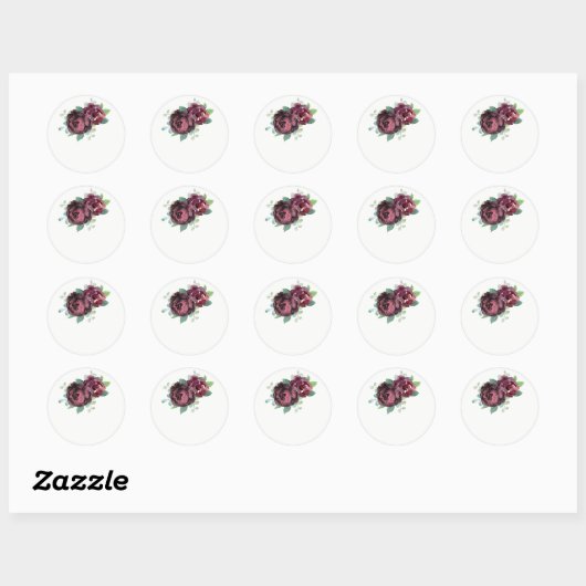 Stickers Mariage Rose Bourgogne Faveur (Feuille)