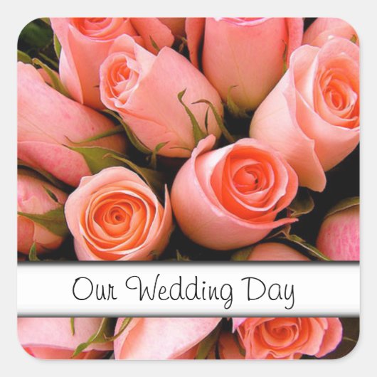 Stickers mariage Rose Enveloppe Sceller Modèle (Devant)