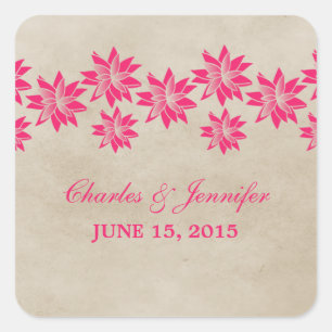 Stickers Mariage rose Floral Vintage