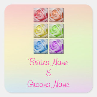Stickers Mariage Rose Macro Rainbow