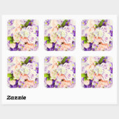 Stickers Mariage Rose Pêche et Violet (Feuille)