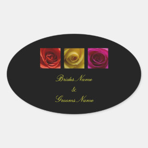Stickers mariage - Rose rose jaune orange