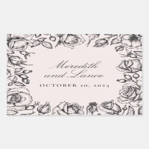 Stickers Mariage rose Rose vintage