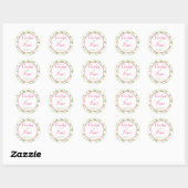 Stickers Mariage rose Vert Blanc Floral (Feuille)