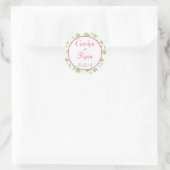 Stickers Mariage rose Vert Blanc Floral (Sac)