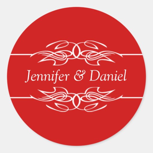 Stickers Mariage Rouge Enveloppe Sceau Mariée Et S (Devant)