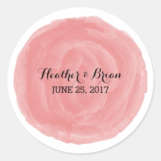 Stickers Mariage Rouge Rond Aquarelle (Devant)