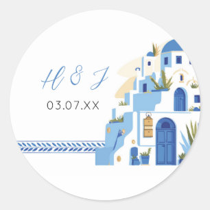Stickers Mariage Santorin Grèce Étiquettes grecs