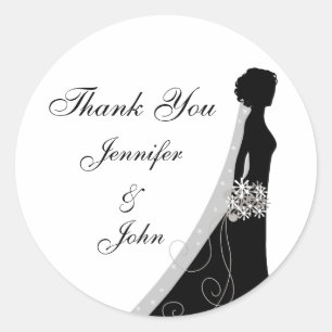 Stickers Mariage Silhouette Bride voilée