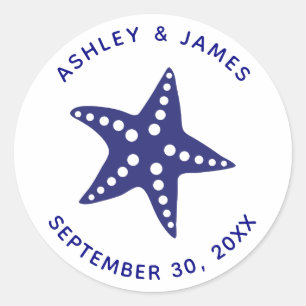 Stickers Mariage Starfish, Marine Blue Beach Thème