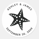 Stickers Mariage Starfish, Tag Thème Plage, Noir (Devant)