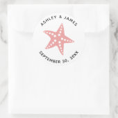 Stickers Mariage Starfish, Tag Thème Plage, Rose (Sac)