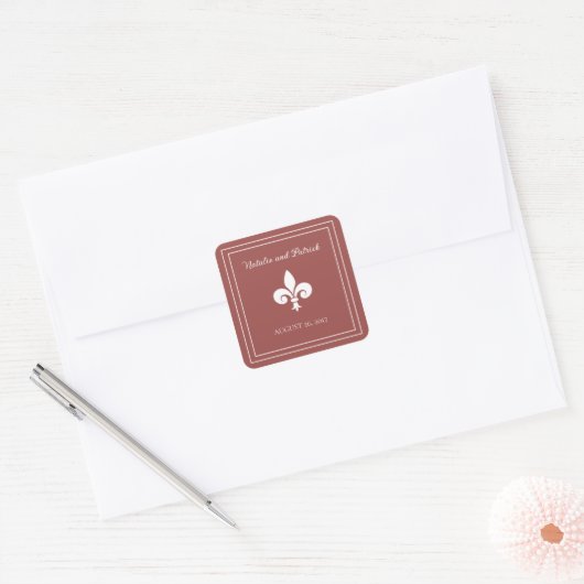 Stickers Mariage Terracotta Fleur de Lis (Enveloppe)
